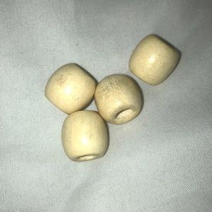 (4) Cream Wooden Dread Beads